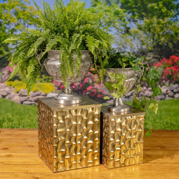 Frosted Silver Metal Urn "Salus" - 2 Size Options