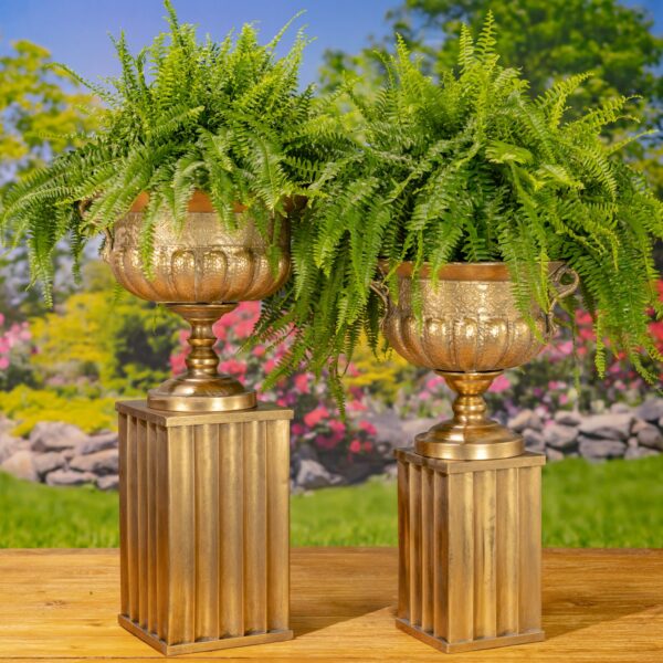 Frosted Gold Metal Urns "Bacchus" - Available in 2 sizes