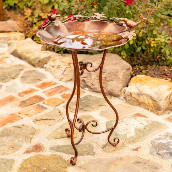 29.25" Tall Flower-Shaped Iron Birdbath "Keti"