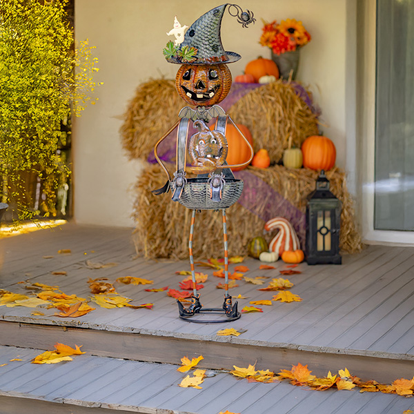 42.5in Tall Pumpkin Witch with Jack-O-Lantern Candy Holder Halloween Decoration