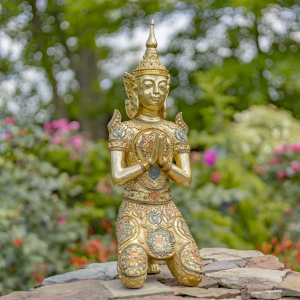 20.5 Tall Polyresin Thai Kneeling in Prayer Buddha with Mandala