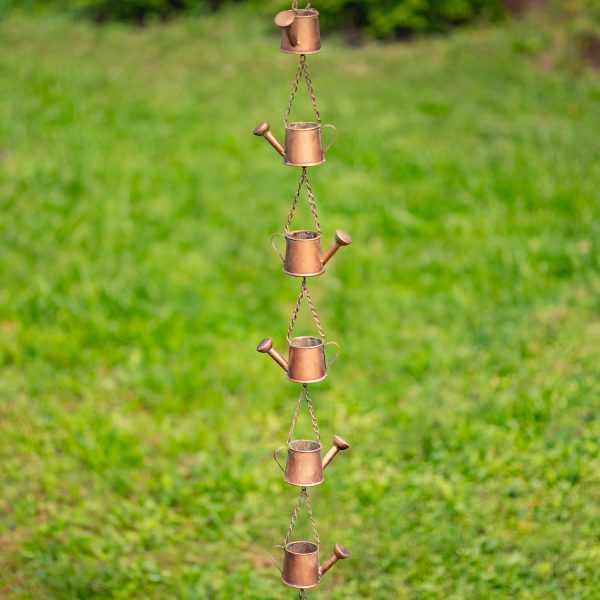 73 Long Iron Rain Chain with Watering Cans