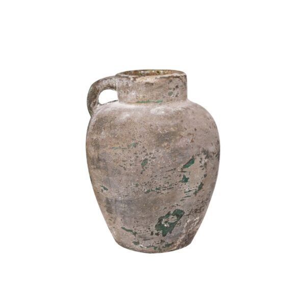 11.8" Tall Small Ceramic Pot in Antique Moss