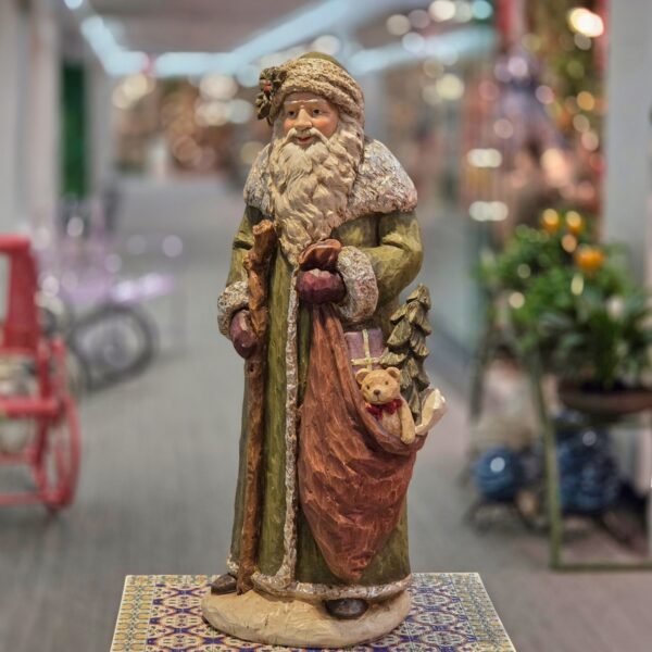 35" Tall Woodland Santa Figurine with Staff & Gift Sack