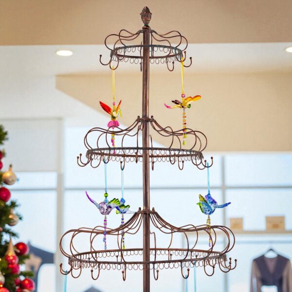 85" Tall Elegant Metal Display Stand with Hooks "London 1820" - Antique Bronze