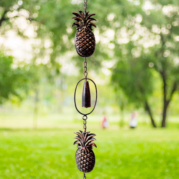 76" Long Iron Rain Chain with Pineapples