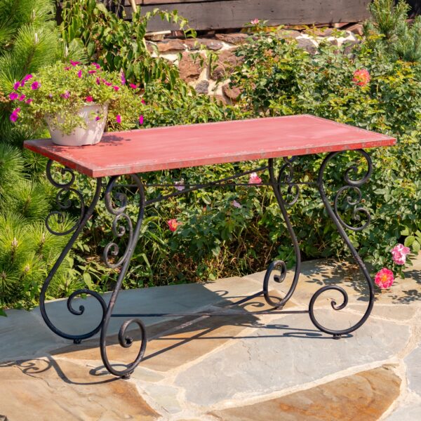 48"x23.6" Antique-Style Rectangular Iron Table "Charleston 1940"