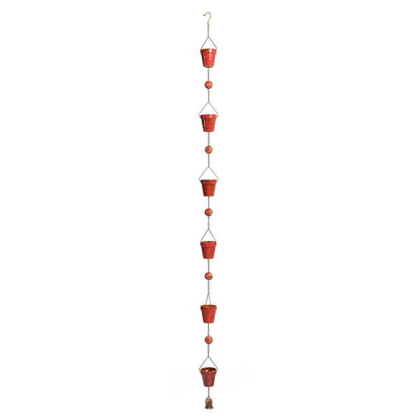 76.75" Long Hand Painted Multicolor Porcelain Bucket Rain Chain "Roan"