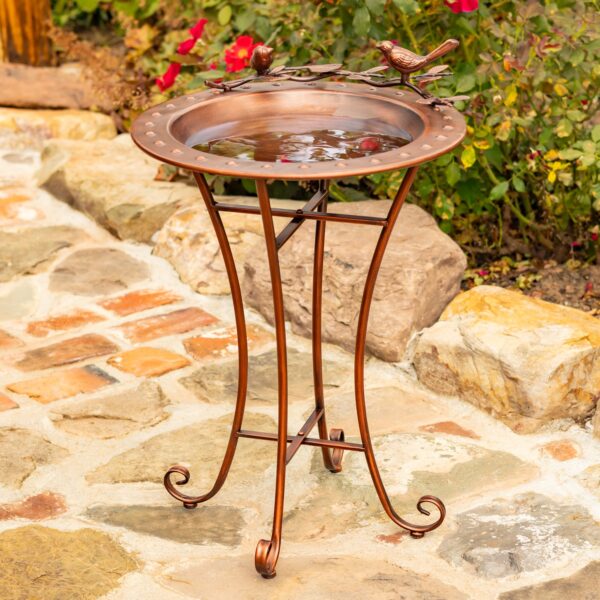 28" Tall Round Iron Birdbath "Tamuna"