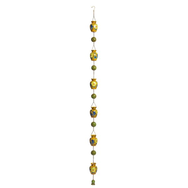 77.5" Long Hand Painted Multicolor Porcelain Vase Rain Chain "Marigold"