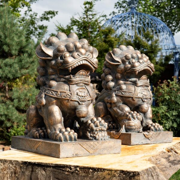 Set of 2 Magnesium Foo Dog Statues "Gan & An"