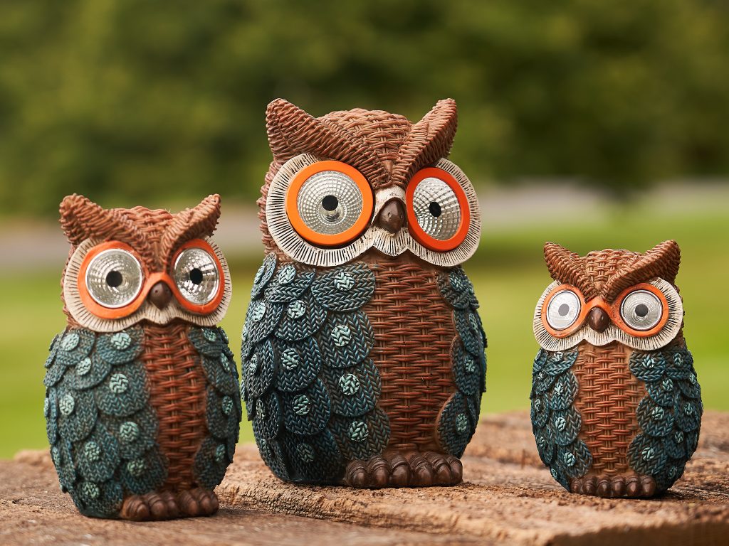 Set of 3 Solar Owls with Sweaters