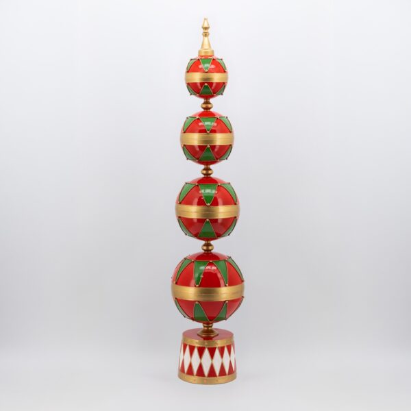 64.8" Tall Christmas Ornament Display Tower in Red, Green, & Gold