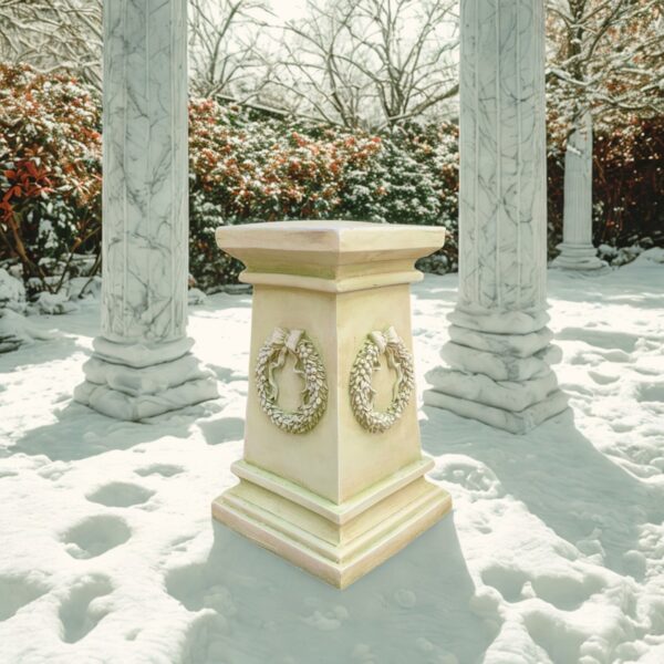 24" Tall Antique-Style Column Decoration with Wreath