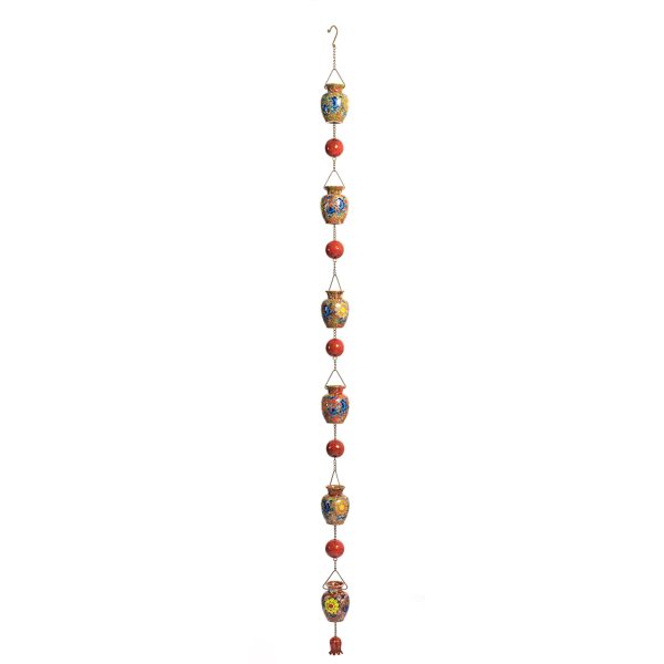 77.5" Long Hand Painted Multicolor Porcelain Vase Rain Chain "Auburn"