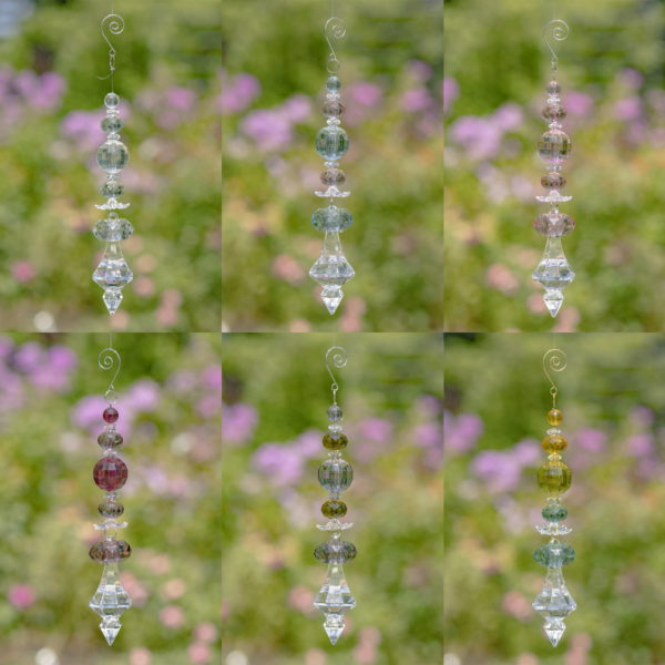 collage of 6 10 inch long acrylic hanging decorations