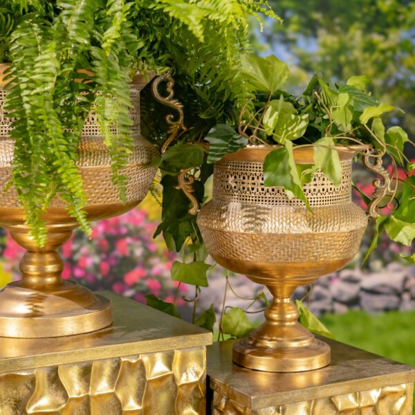 Frosted Gold Metal Urn "Juventas" - 2 Size Options
