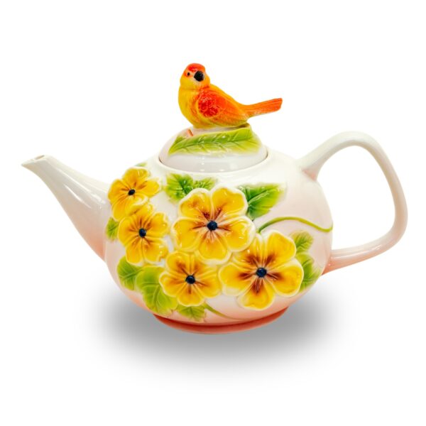 9.25" Hand Painted Decorative Teapot Accent "Camelia"