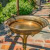 25.4" Tall Gold Birdbath-Feeder with Ornate Stand - Image 9