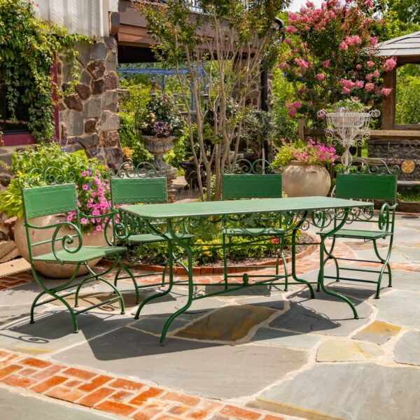 "Charleston 1940" Five-Piece Galvanized Outdoor Metal Dining Set in 2 Color Options