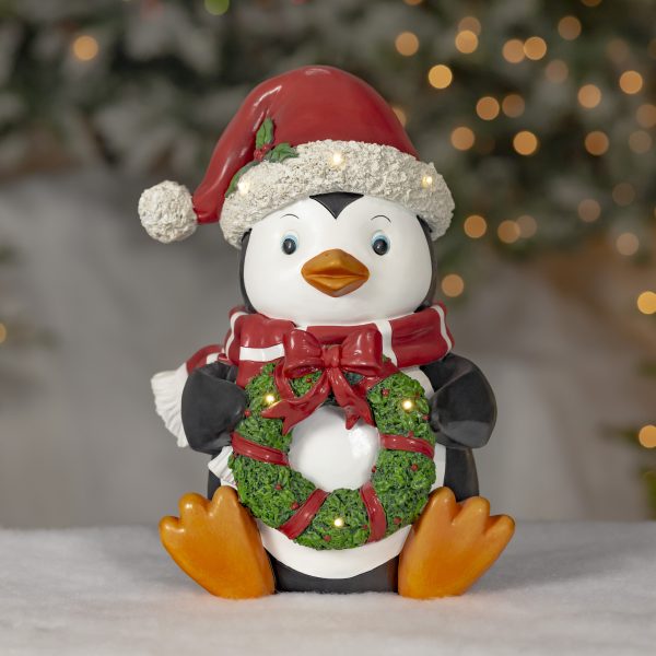 13.5" Tall Polyresin Light-Up Penguin Christmas Decoration "Pippin"
