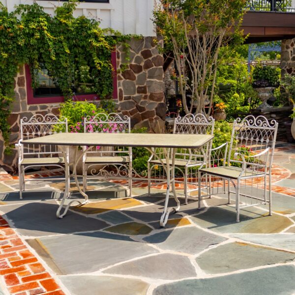 Rectangular Metal Outdoor Dining Set "Charleston 1940" in 3 Color Options