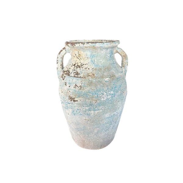 19.7" Tall Amphora Ceramic Pot with Handles in Antique Teal