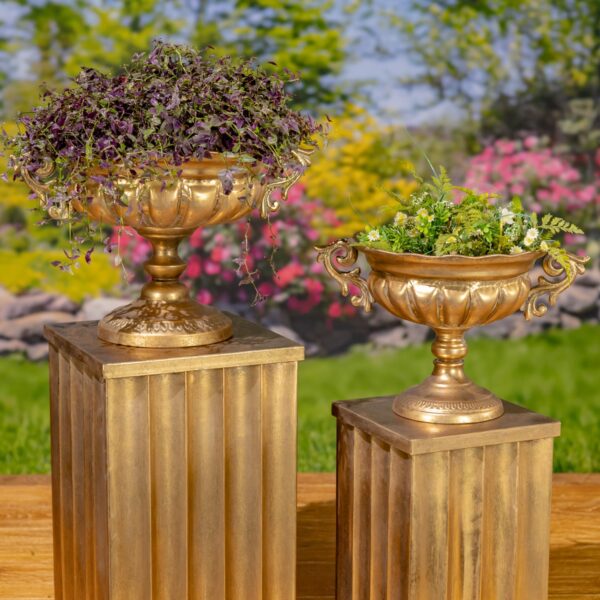 Frosted Gold Metal Urns "Fontus" - Available in 2 sizes
