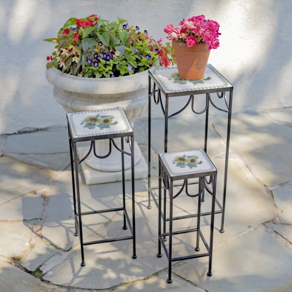Set of Three Square Metal Plant Stands