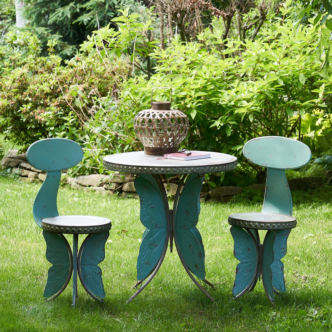 Old Style Galvanized Butterfly Bistro Set