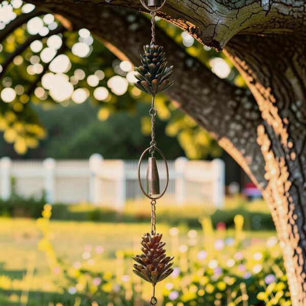 72" Long Antique Bronze Hanging Pinecone Rain Chain