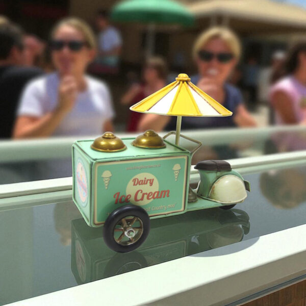 Vintage Style Green Ice Cream Cart Tabletop Decoration