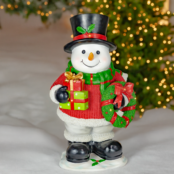 25.1" Tall Polyresin Light-Up Snowman Christmas Decoration "Sir Melts-A-Lot"