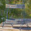 Close up image of the bottom of the Antique Blue Plant Stand showing you the detailed design around ever tier