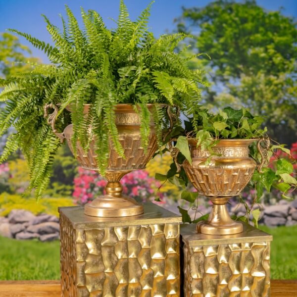 Frosted Gold Metal Urn "Salus" - 2 Size Options