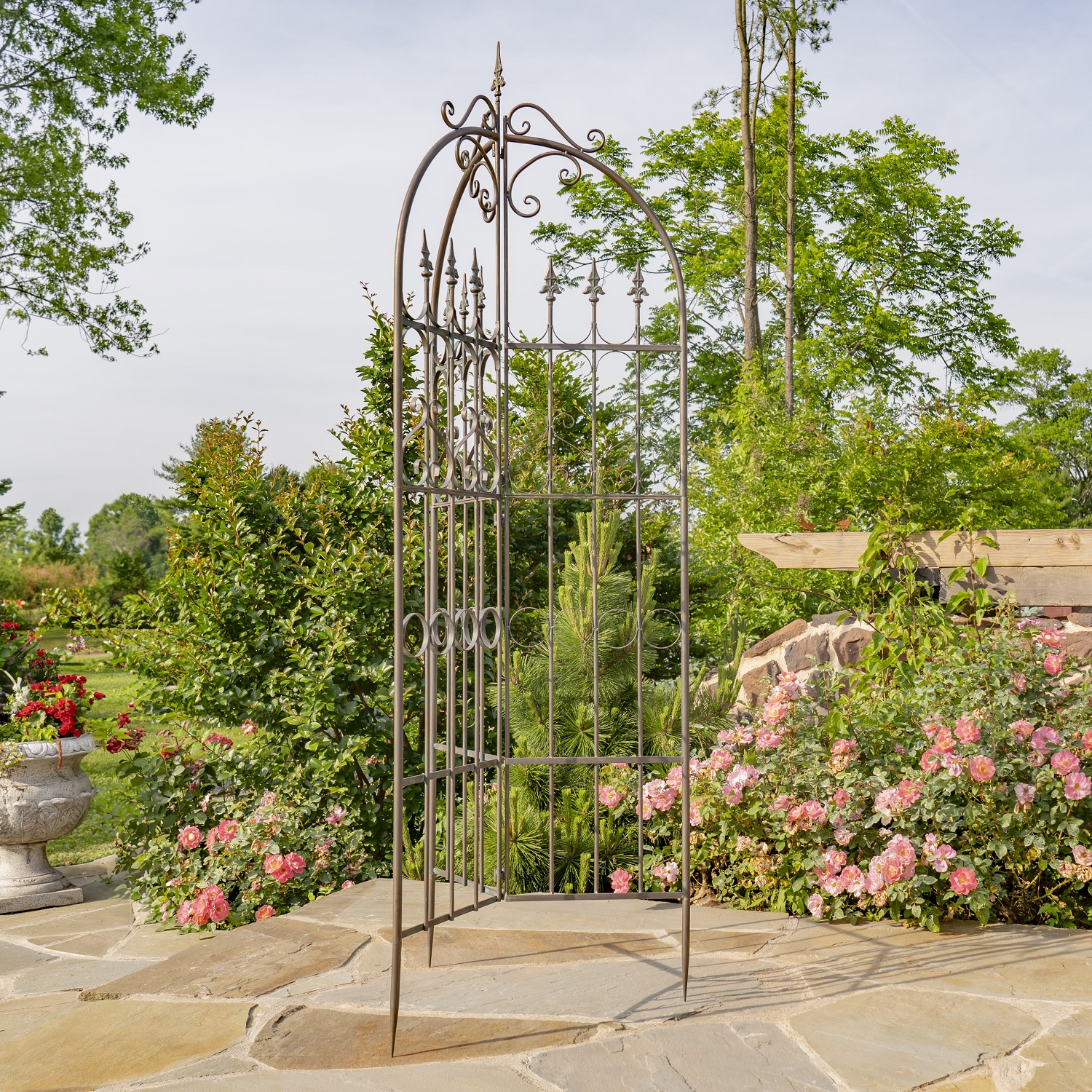 7.7ft. Tall Three Wall Iron Trellis with Fleur-de-lis "Paris 1968"