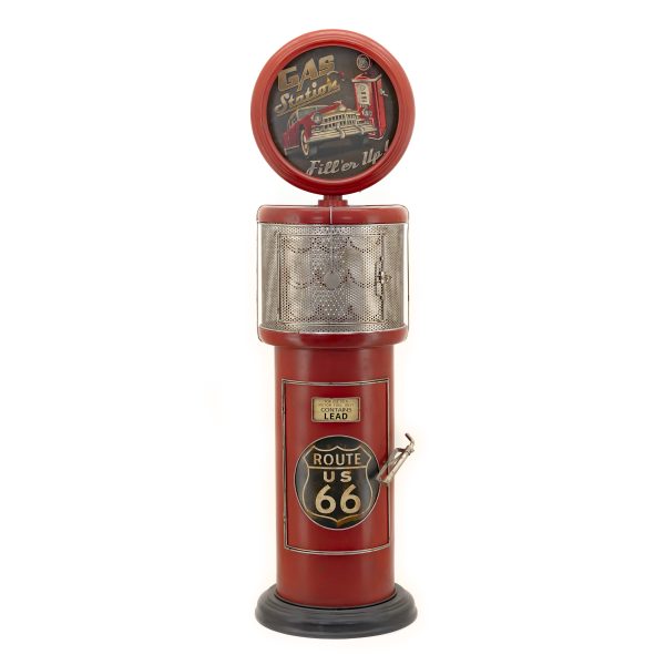 70.5" Tall Old Style Gas-Pump-Shaped Wine Rack in Red "Route 66"
