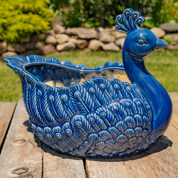 18.5" Hand Painted Ceramic Peacock Planter "Koni"