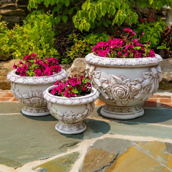 Set of 3 Assorted Magnesium Round Flower Pots in 2 Color Options