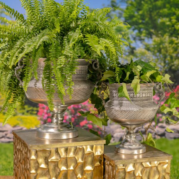 Frosted Silver Metal Urn "Juventas" - 2 Size Options