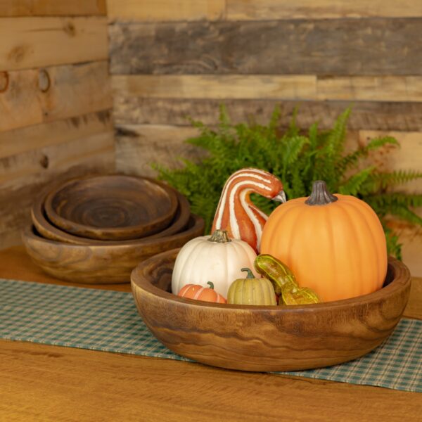 Set of 4 Assorted Round Deep Wooden Nesting Trays "Leavenworth"