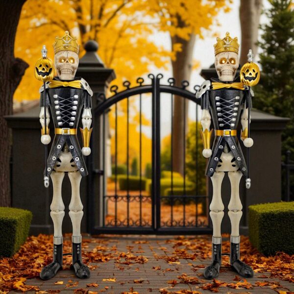 Set of 2 Asst. Standing Gold Ancient Skeleton Sentry Soldiers "Metztli & Itzli"