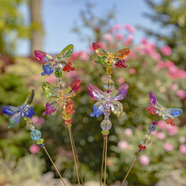 Six Beautifully Multi-Colored Acrylic Butterfly Stakes