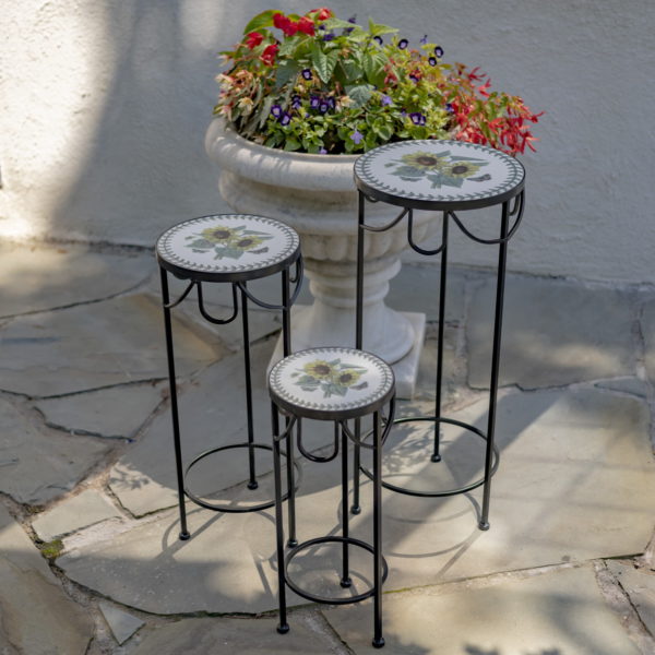 Small , Medium and Large Iron Plant Stands with Floral Design