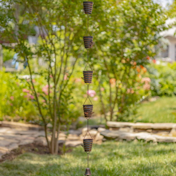 Iron Hanging Chain with with Bee Hive, Bees and Bell on the End