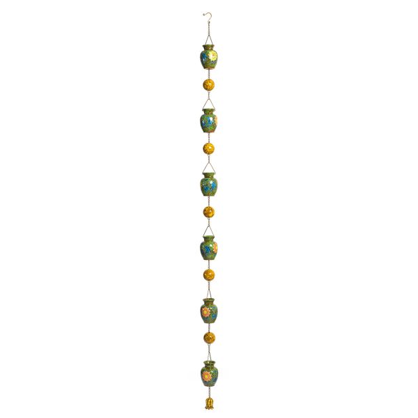 77.5" Long Hand Painted Multicolor Porcelain Vase Rain Chain "Chamois"
