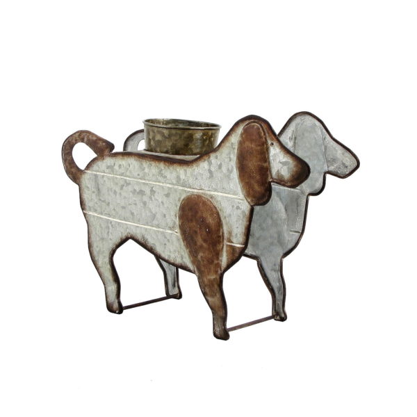 Galvanized Farm Animal Planter - Dog