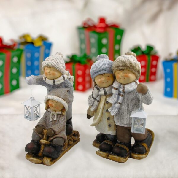 Set of 2 Tushka Couples with Snowshoes & Sleigh "Toboggan Tushkas"