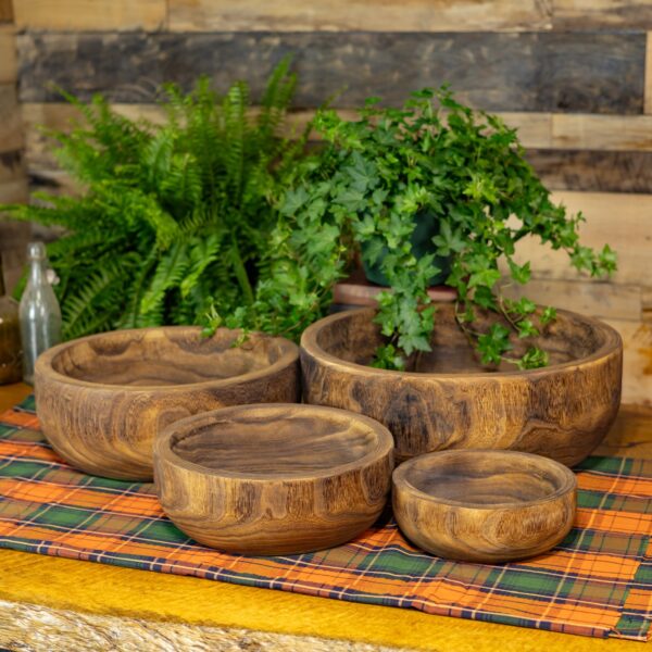 Set of 4 Assorted Round Wooden Decorative Bowls "Coconino"