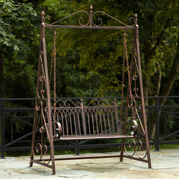 Tserovani Iron Swing Bench in Antique Bronze